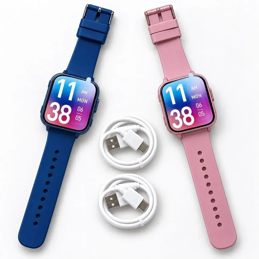2-Pack Kids Game Smart Watches Blue Pink Learning Games USB Rechargeable